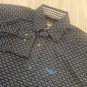 Ariat Relentless Mens Sm Black Blue Geometric Western Button Down Shirt Stretch
